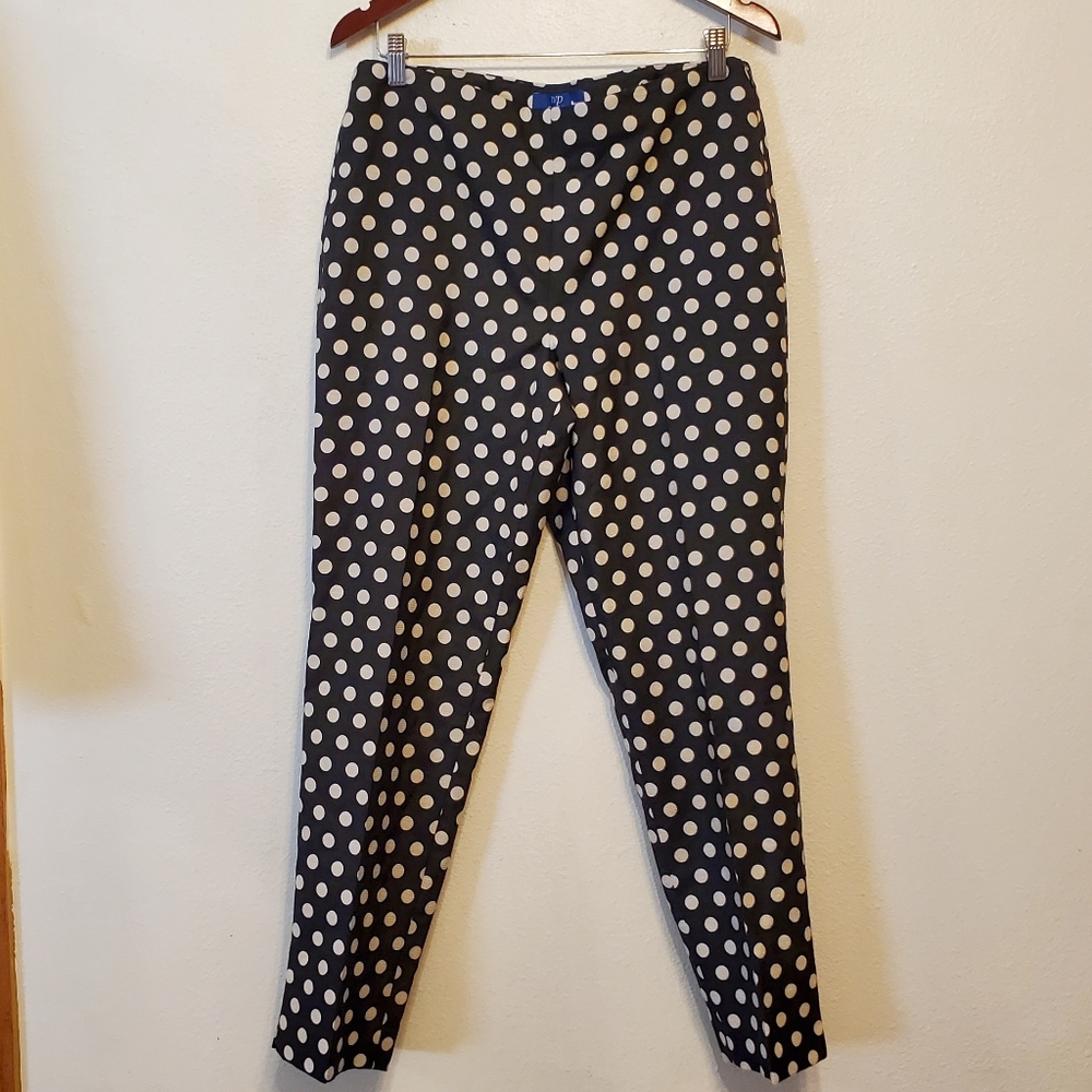 Talbots RSVP black ankle pants-textured ivory dots